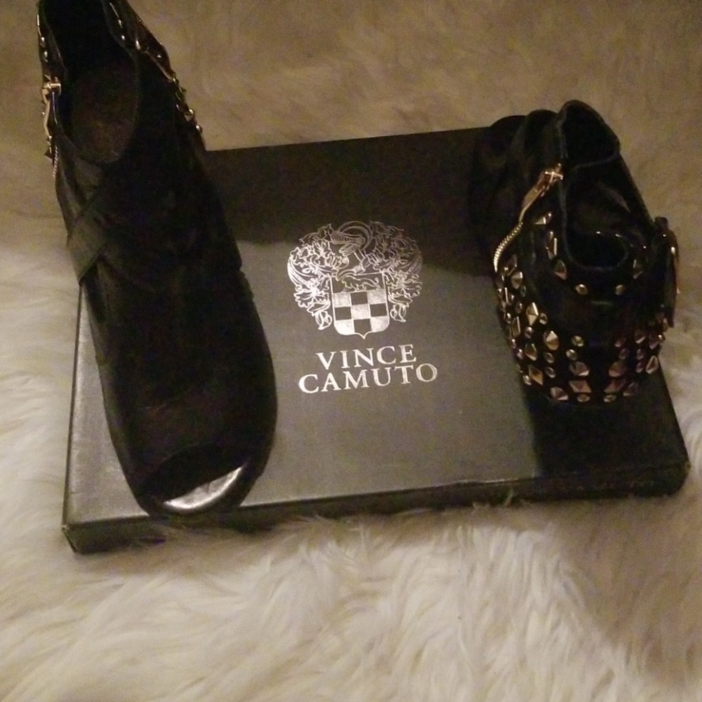 Peep toe studded bootie.